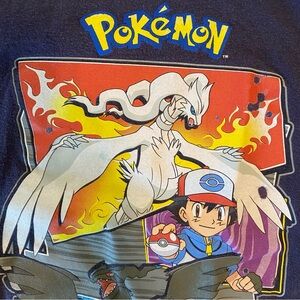 Pokémon blue t-shirt Ash with Pokeball, Reshiram, and Zekrom Nintendo